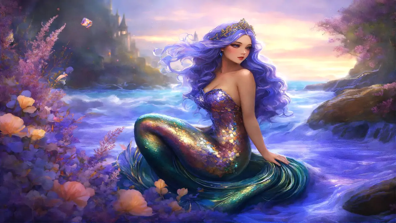 Charming mermaid in the sea