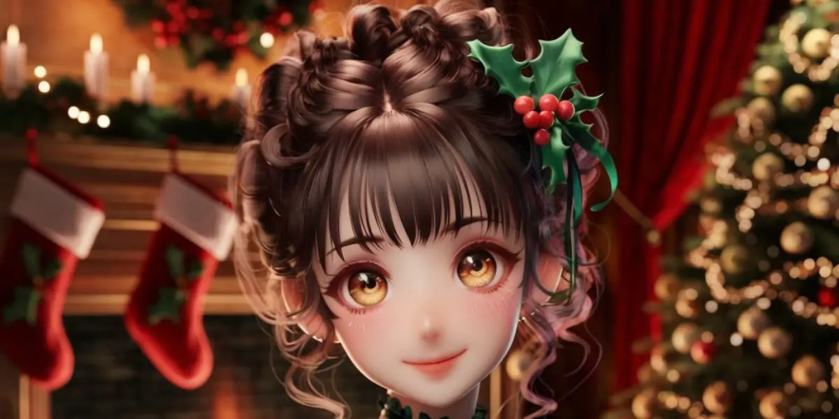 Elegant Anime Girl Christmas