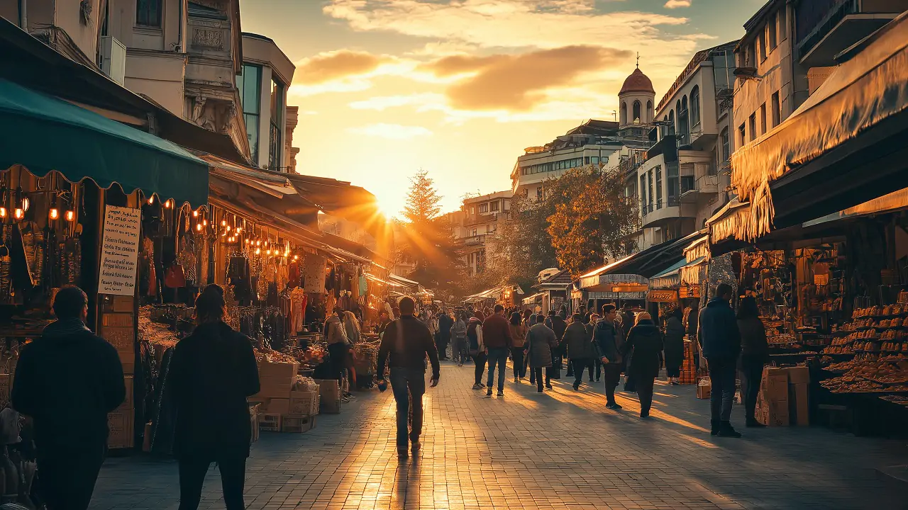 Bustling European Square